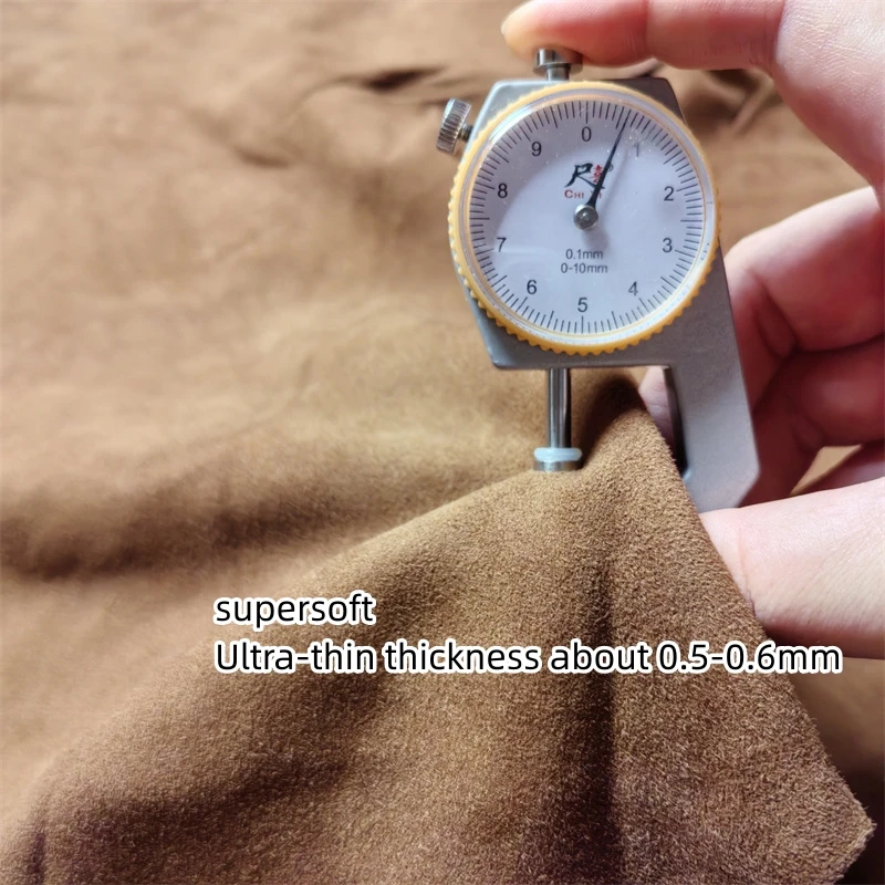 Ultra Thin Brown Cashmere Sheepskin Leather Fabric - Handmade DIY Material