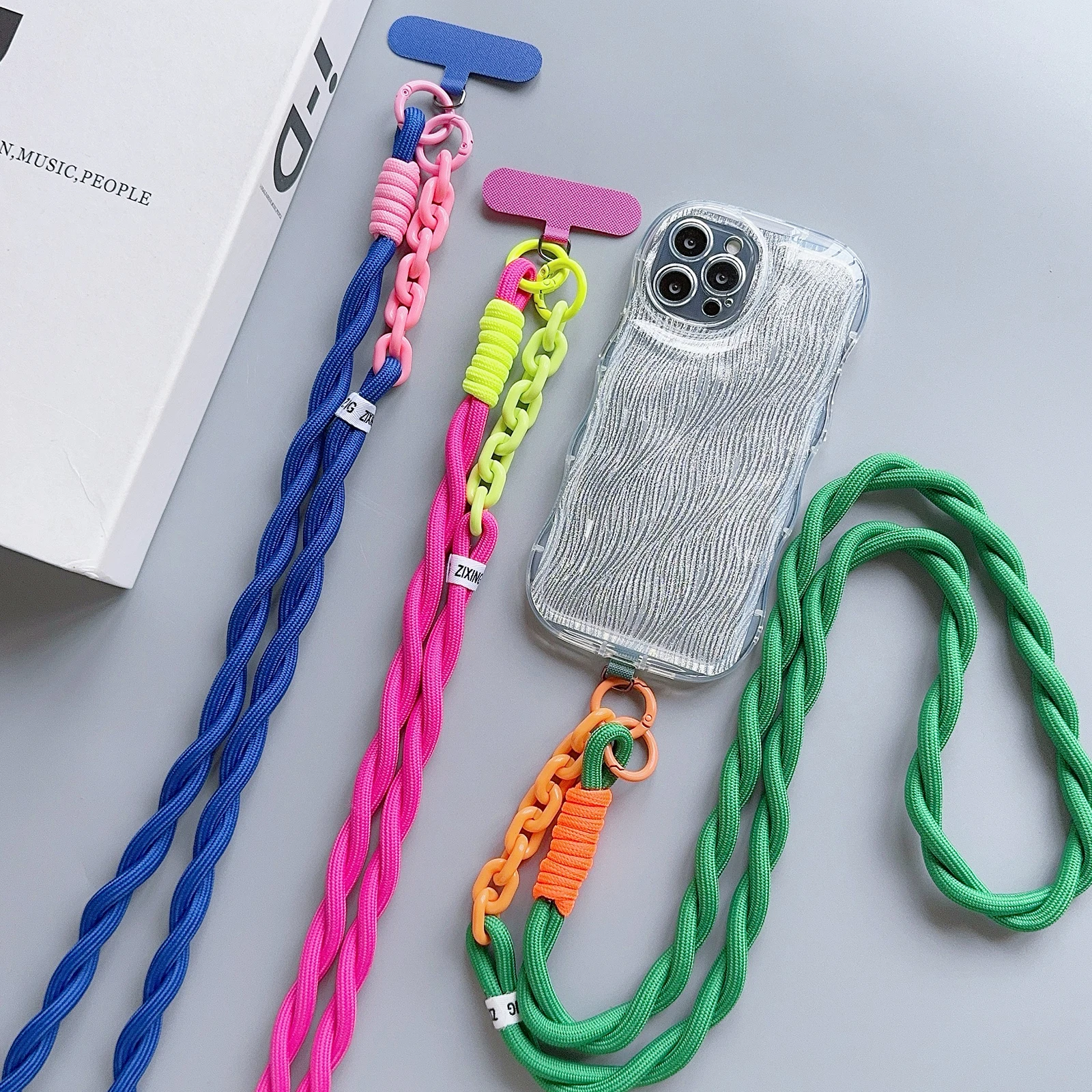 Chic Universal Phone Lanyard - Stylish Acrylic Crossbody & Neck Strap with Anti-Lost Wrist Clip