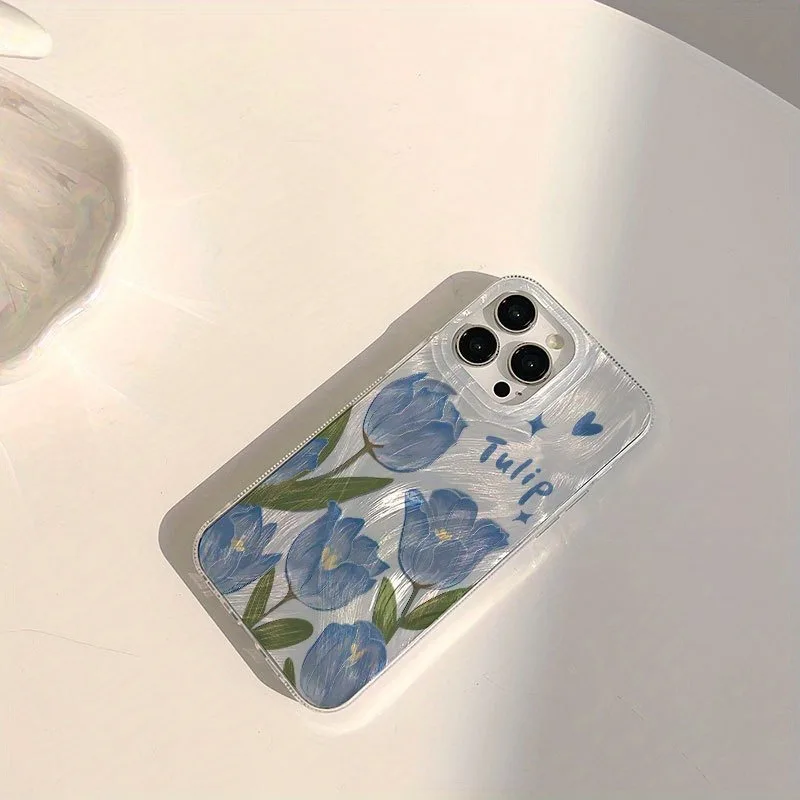 Fresh Blue Tulip Pattern Phone Case