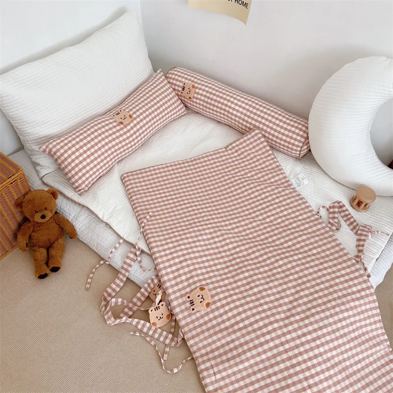 1627J Ins Baby Mattress Cotton Plaid Children's Kindergarten Bed Cushion Thickened Quilted Portable Mattress Cute Baby