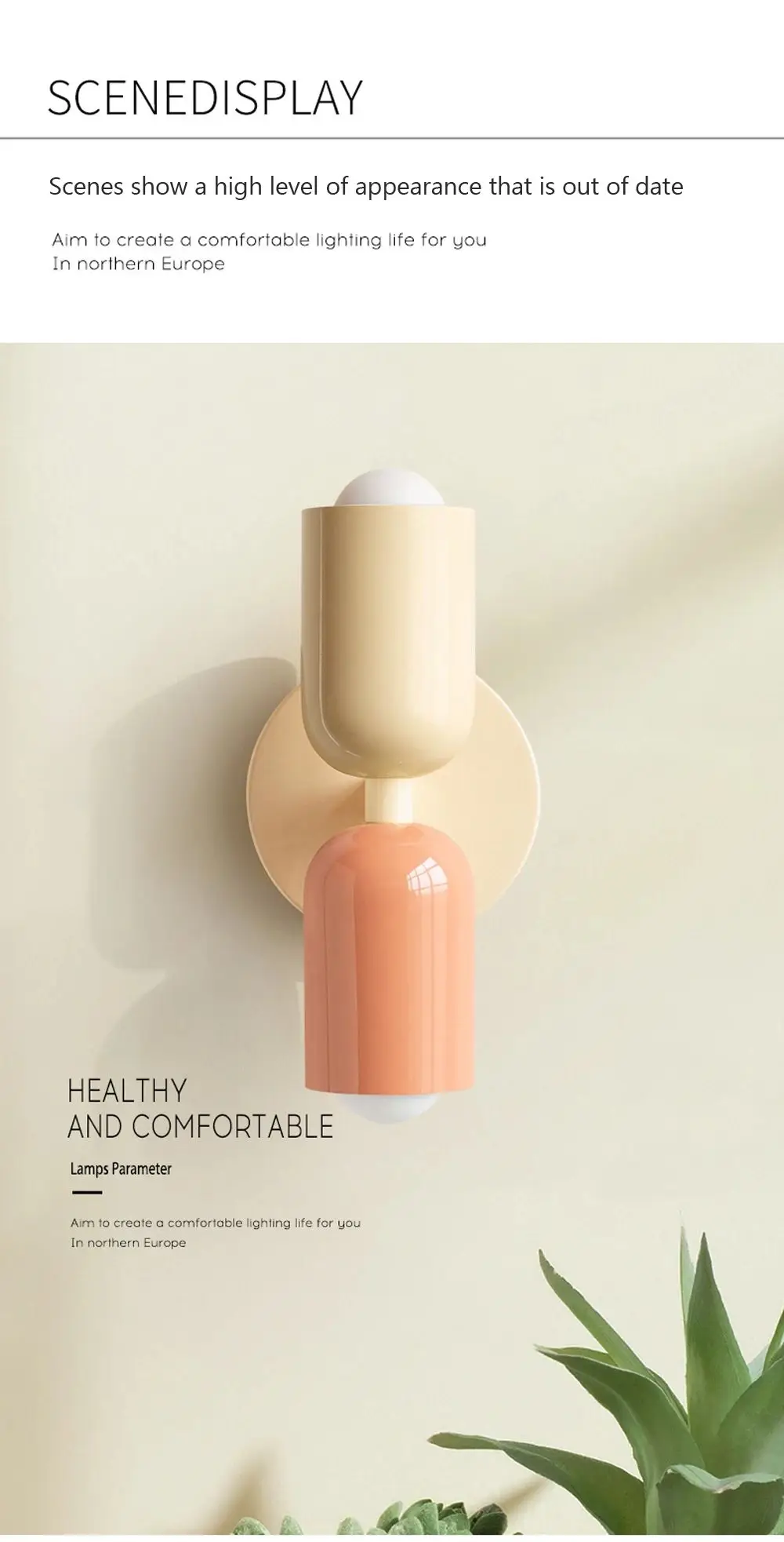 Description Picture 6 of itemModern Minimalist Color Restaurant Living Room Wall Lamp Bedroom Bedside Lamp With E27 LED Light bulb Warm Lighting Fixtures