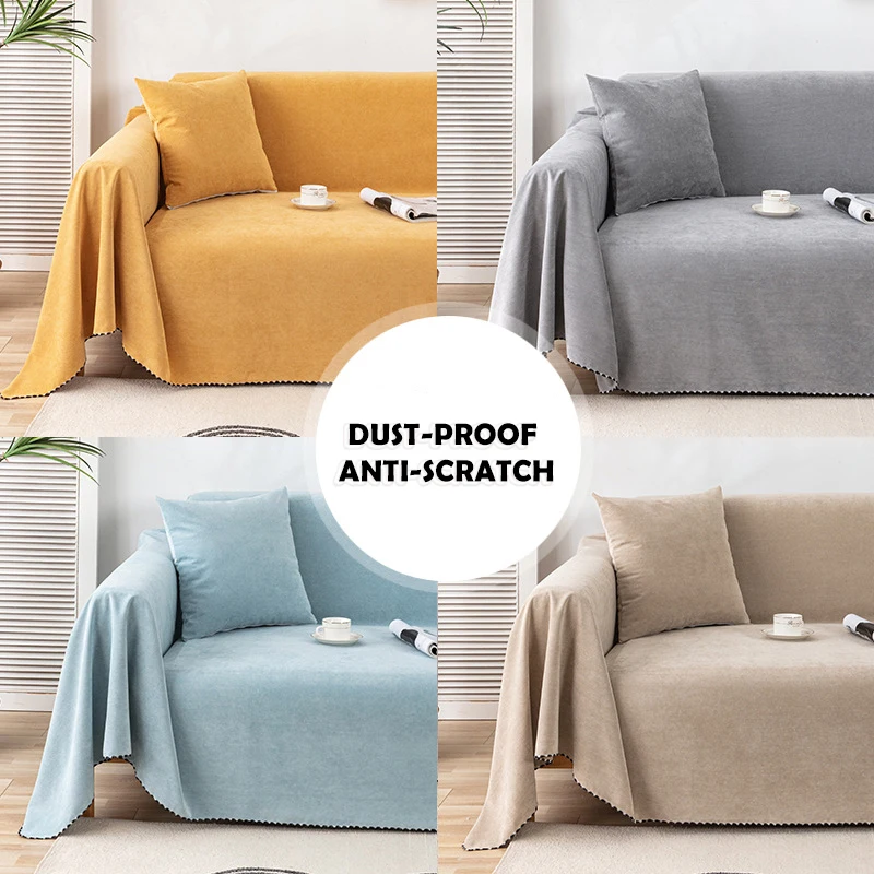 Wide Application Solid Color Large Size Sofa Blanket Furniture Cover Durable Fabric Anti-scratch Home Living Room Decor