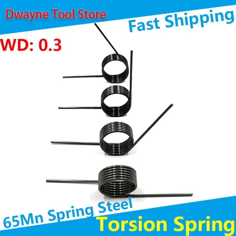 

65Mn Steel V-Shaped Helical Torsion Spring Wire Diameter 0.3mm Angle 60 90 120 180 Degrees Custom [2pcs]