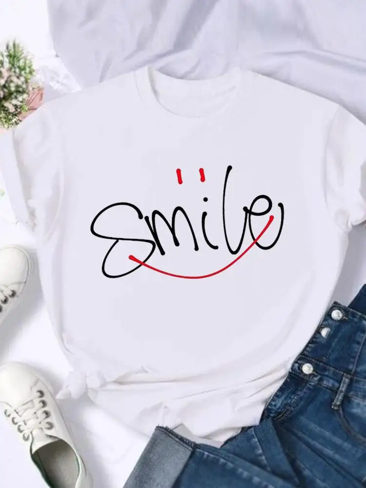 

O-neck Fashion Short Sleeve T-shirts T Top Print Women Trend Letter 90s Cartoon Shirt Female Clothing Graphic Tee