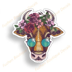 Fuzhen – décalcomanies de Boutique, accessoires extérieurs pour vache avec fleurs, autocollants de voiture, décalcomanies à la mode, décor de casque, fenêtres en vinyle 