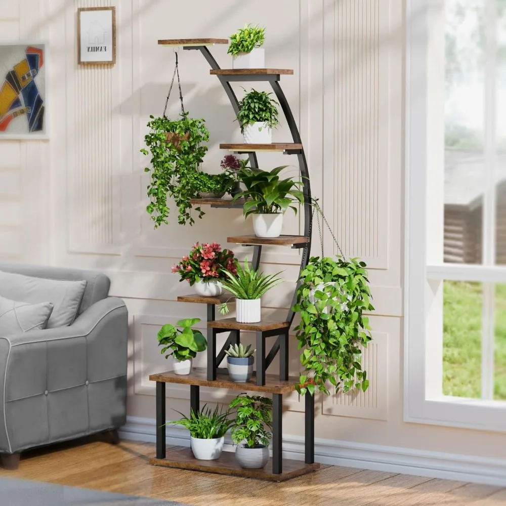 Plant Stand Indoor With Grow Lights Large Plant Rack Display Shelves Plants Shelf Patio Flower Home Outdoor Furniture