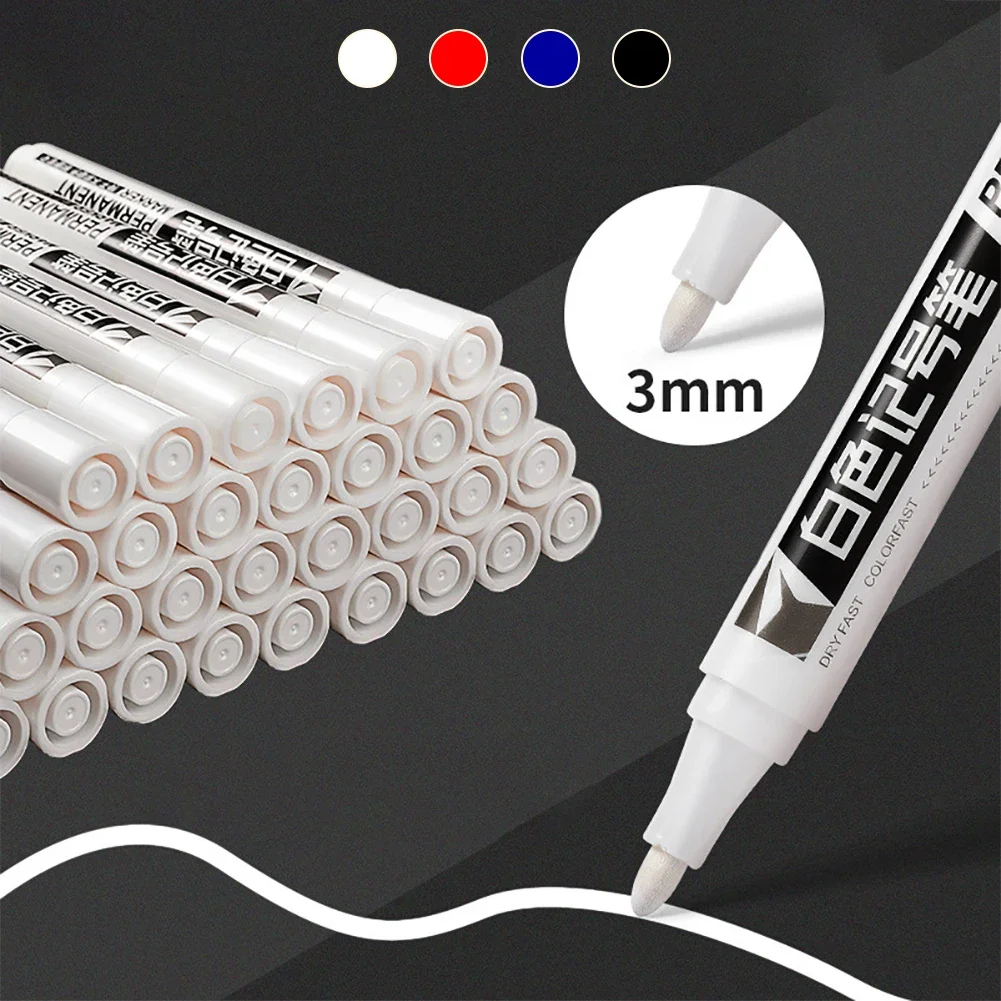 1Pc DIY 2mm 화이트 마커 페인트 펜 방수 플라스틱 영구 마커 펜 자동차 타이어 트레드 환경 타이어 페인팅 그라피티