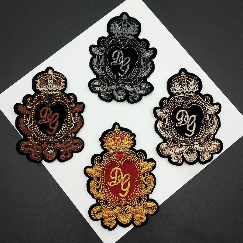 Embroidery Metal Badges,crown Letters Appliques,gold Patch,letters