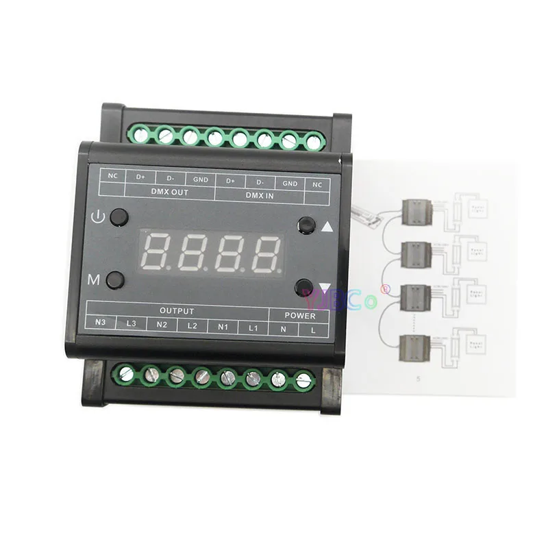 DMX302 High voltage DMX Triac LED Dimmer brightness LED Panel Light Controller AC110V 220V 50Hz/60Hz Output 3CH 1A/CH 10000w ac110v 220v 75a scr voltage regulator speed controller dimmer thermostat