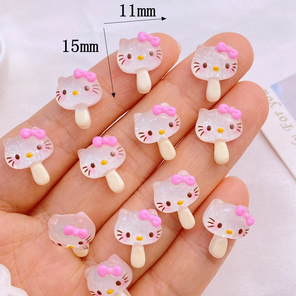 Cute Mini Resin 11*15mm Little Shiny Cat Popsicle Series Flatback Ornament Jewelry Making Manicure Hairwear Accessorie 20Pcs resin jewelry accessories