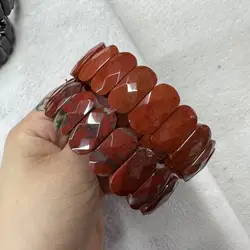 Natural Agate and Fluorite Strawberry Crystal Bracelet - Elegant Gift Jewelry Bangle (Red jasper)