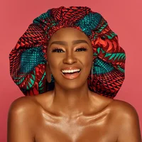 New Jumbo Large Hair Bonnet For Women Headtie African Ankara Printed Beanie Ladies Night Sleep Cap Wide Elastic Band Head Cover 1