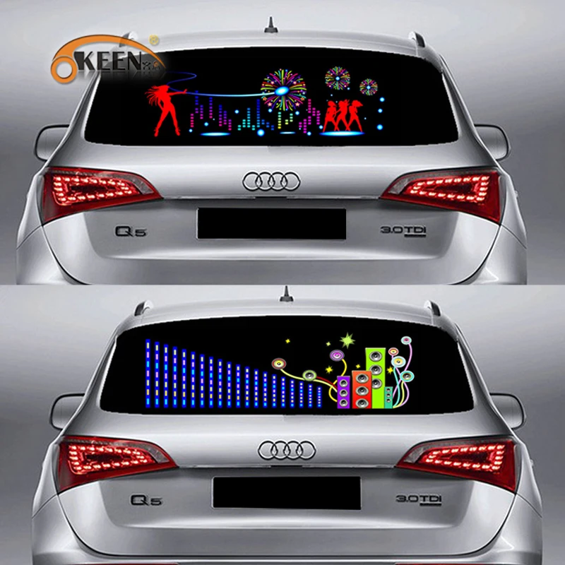 Son E Support ™ 45 x 11 cm 12 V Musique Audio Capteur activé voiture lumière avec égaliseur Leuchten autocollant de voiture musique Rhythm Multicolore LED 