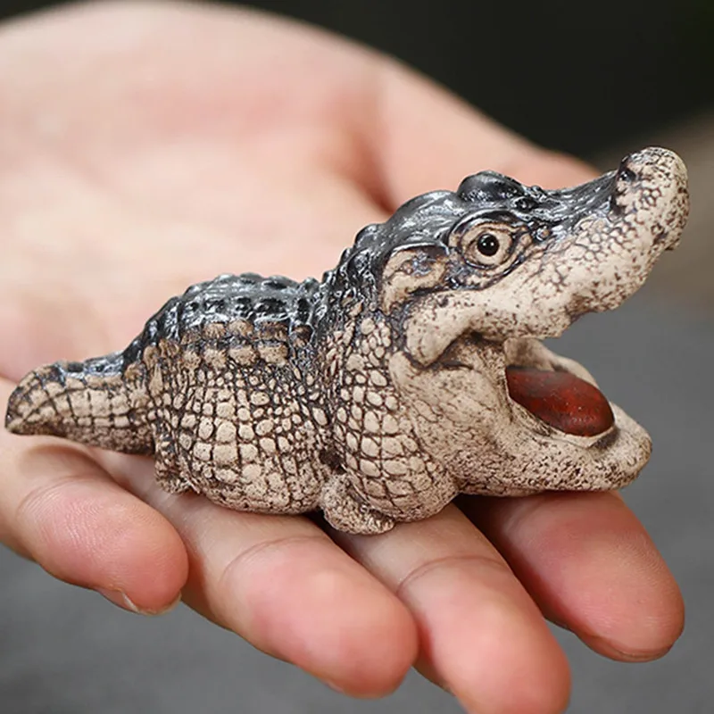 Tea Pet Ornaments Purple Sand Handmade Little Crocodile