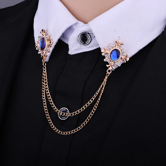 Fashion Gold Cross Chain Brooch Scarf Lapel Pin Crystal Shirt Collar  Brooches Pins For Women And Man Trendy Jewelry Accesories - Brooches -  AliExpress