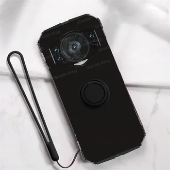 For Doogee S118 Case Soft TPU Black Metal Magnetic Phone Holder Protective Cover Wrist Straps Silicone Lanyard Short Rope 1