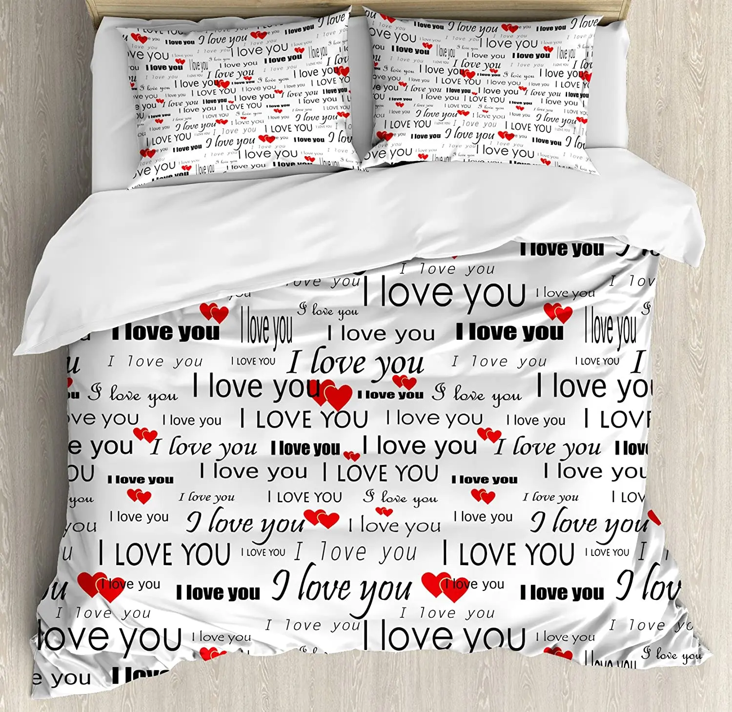 

Пододеяльник и наволочка для спальни, спальни, дома, с надписью «I Love You»