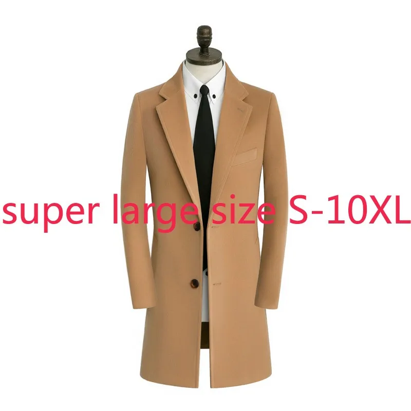 

New Arrival Autumn Winter Double Face Cashmere Woolen Coat Men Long Super Large Casual Single Breasted Thick Plus Size S-9XL10XL