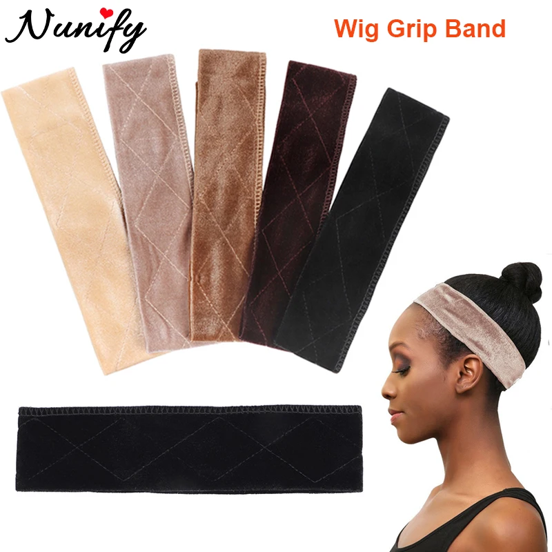 57Cm Velvet Wig Band For Fastern Wig Flexible Skin Wig Grip Band Coffee Comfort Headband Adjustable Hair Band 5.5cm Non-slip