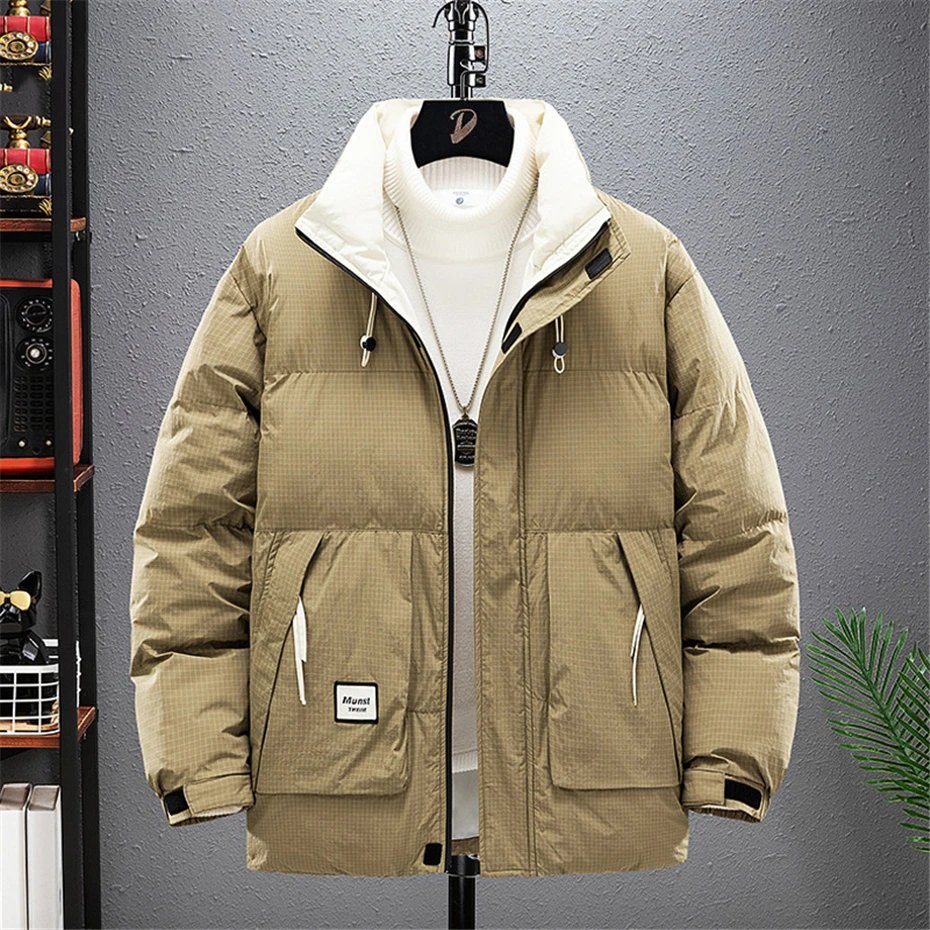 Winter Parkas Men 8XL 9XL Plus Size Thick Padded Jacket Coat Fashion Casual Cargo Plaid Parkas Male Big Size 8XL 9XL 4