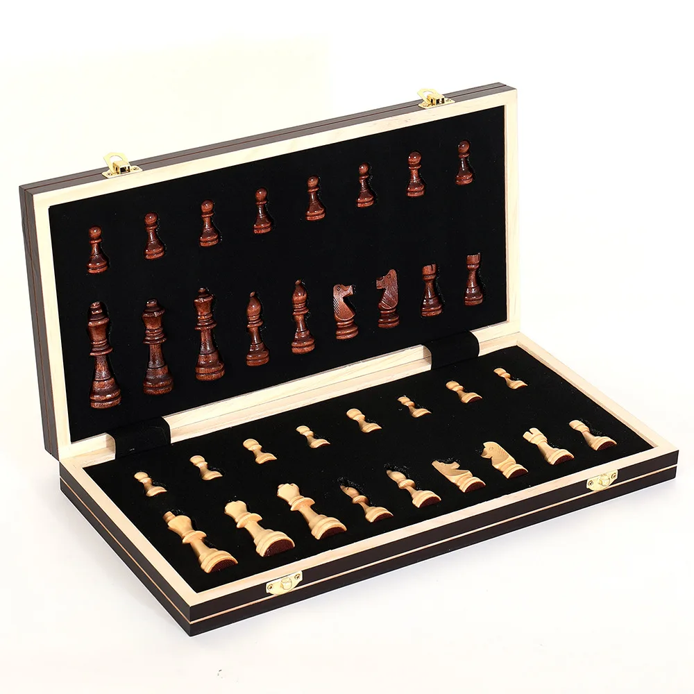 49/44/39/34/29/24CM Magnetic Foldable Wooden Chess Set for Kids & Adults Double Queens Brain-Teaser Board Game Toy