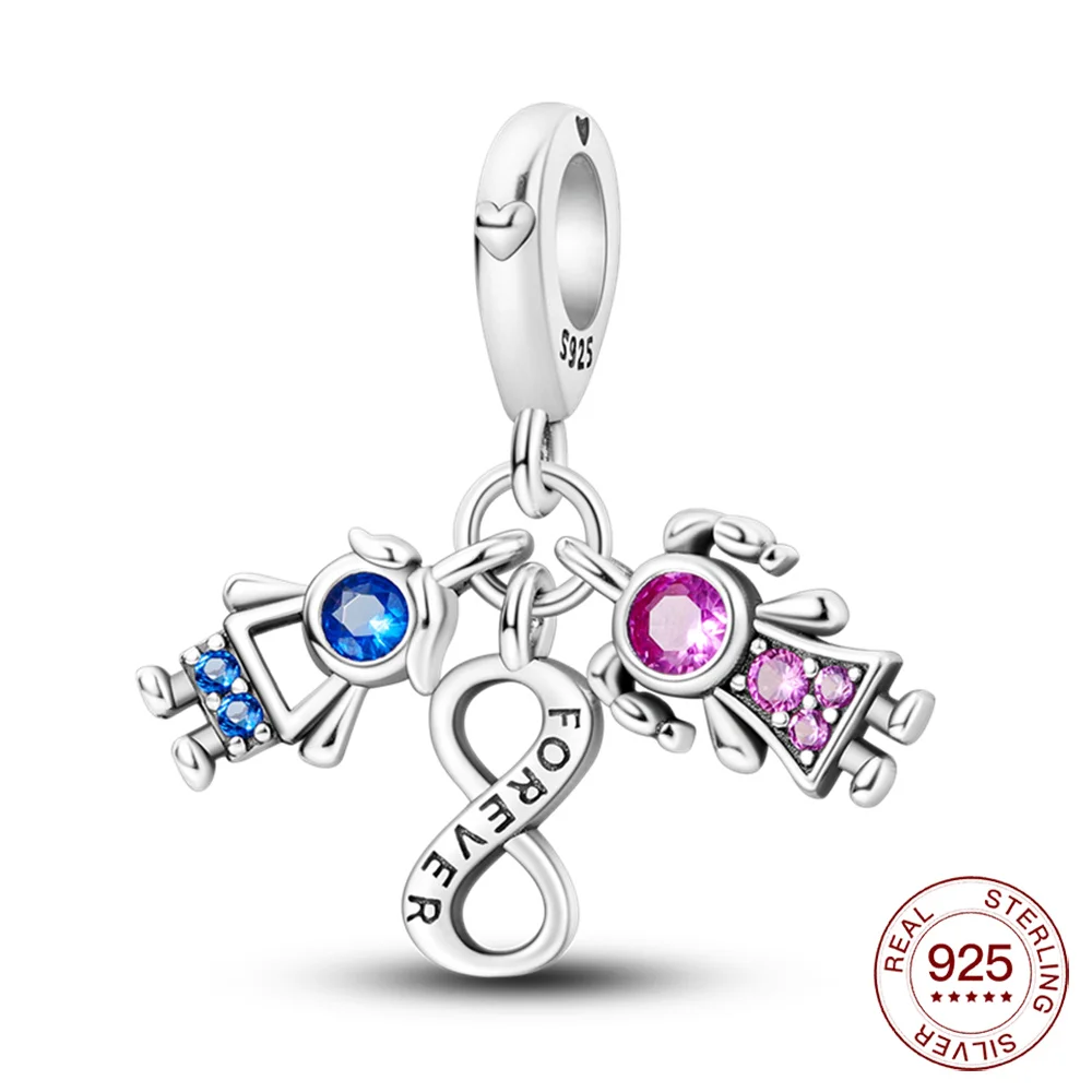 

925 Silver Original Boys And Girls Infinite Dangle Charm For Moment Bracelet Valentine Daughter Mom Gift Diy Jewellery Breloque