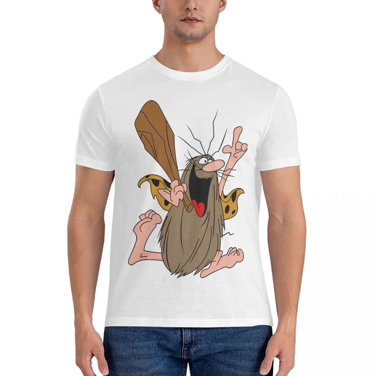 T-shirt da uomo in cotone con stampa captain caveman_voghion.com
