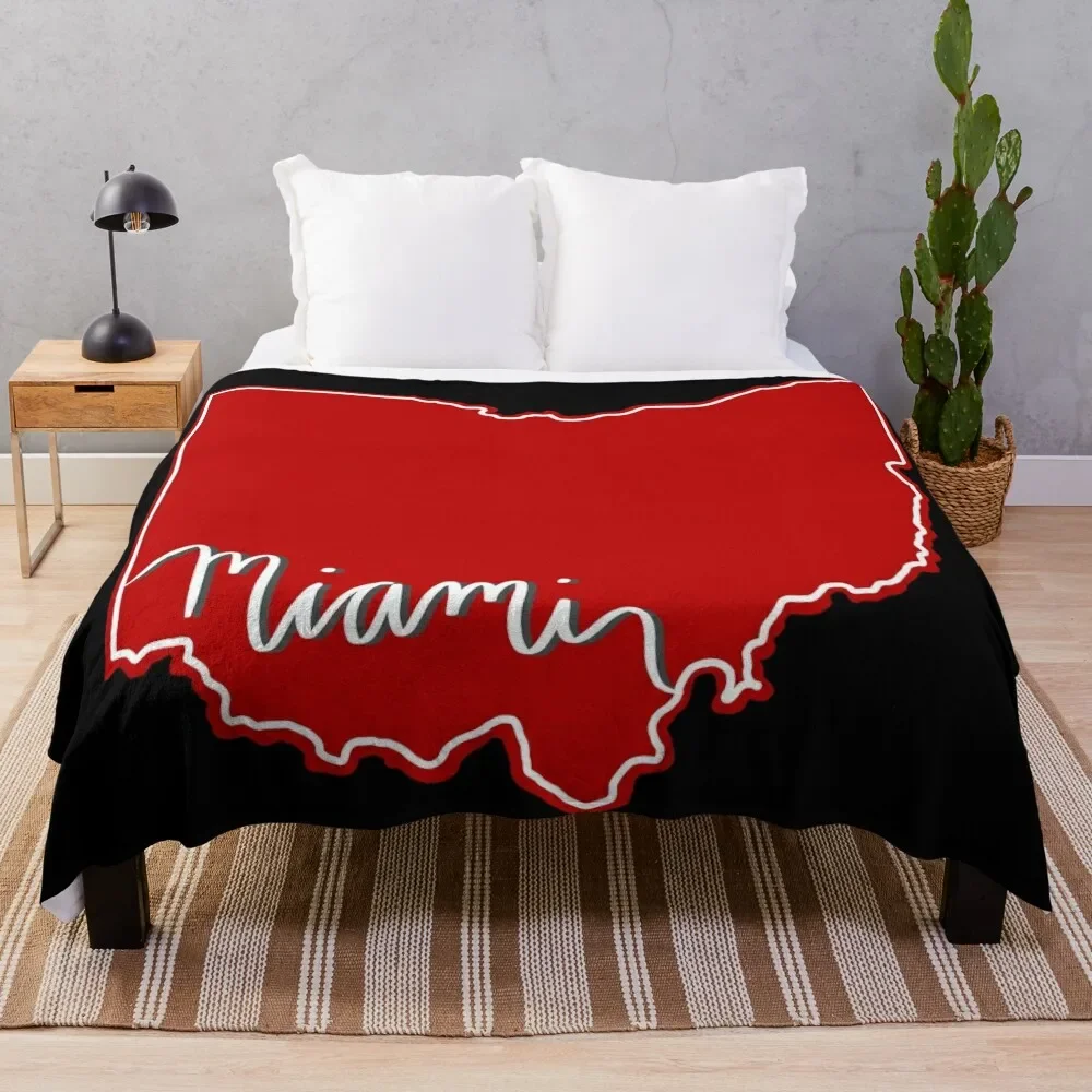 

Miami Caligraphy Ohio Outline Throw Blanket Hair Soft Beds Weighted Blankets