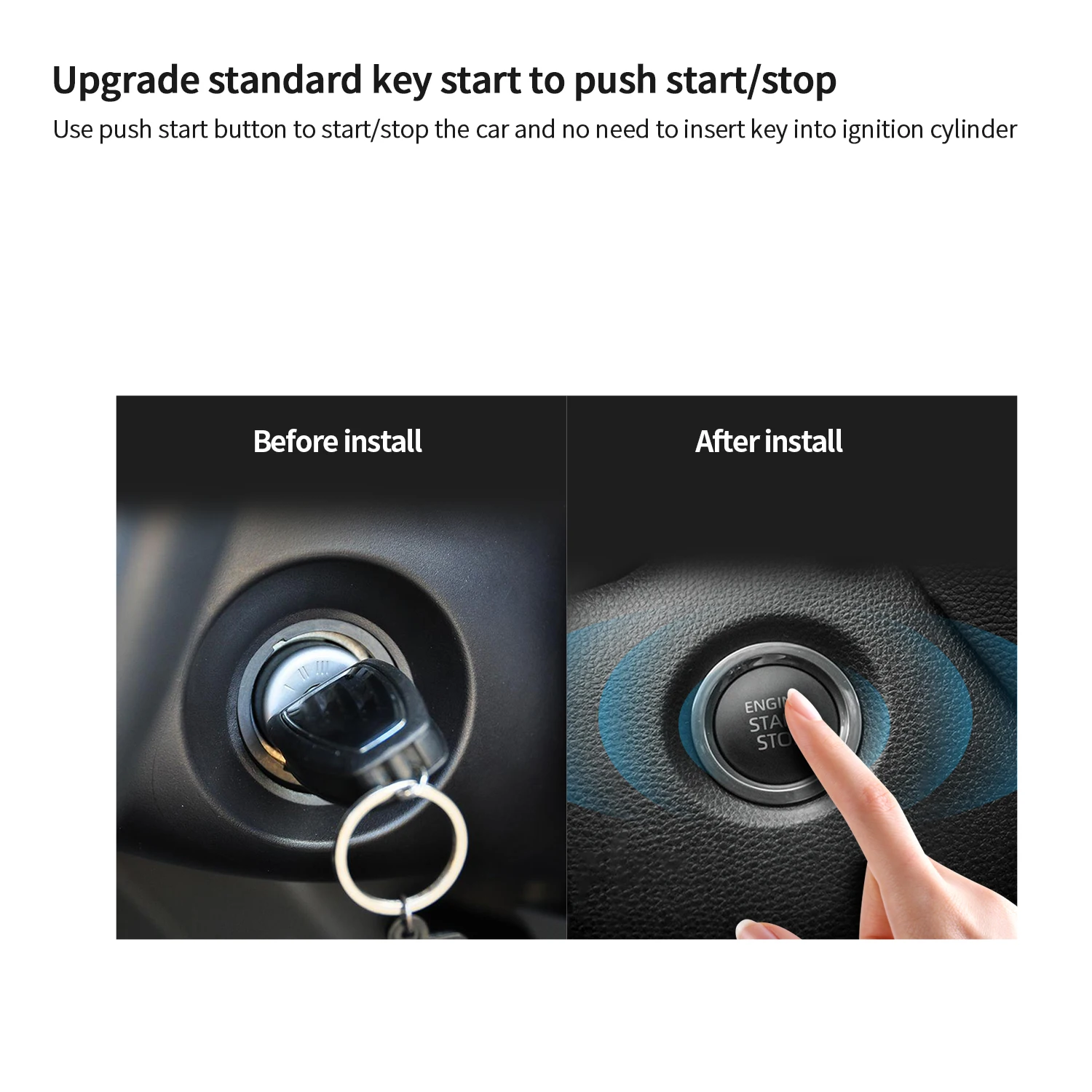 EASYGUARD EC002-HY-NFC PKE Passive Keyless Entry Car Alarm System Remote Start Starter Push Start Stop Button NFC Lock Unlock DC12V (Without Shock Sensor - View #4