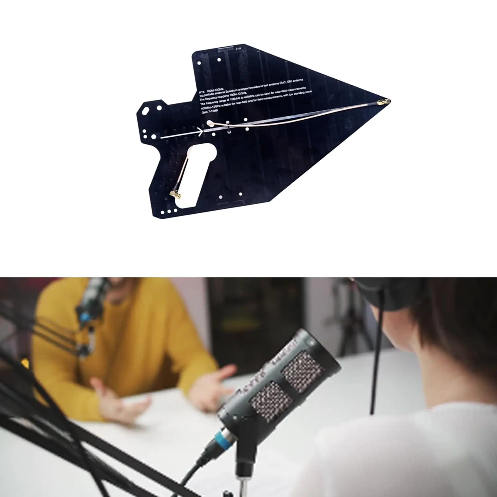 HTOOL 스펙트럼 분석기용 통나무 주기 안테나, 전계 강도 및 EMC 검사에 적합한 광대역, 이득 12dBi,50Ω, HT8, 100MHz-12GHz