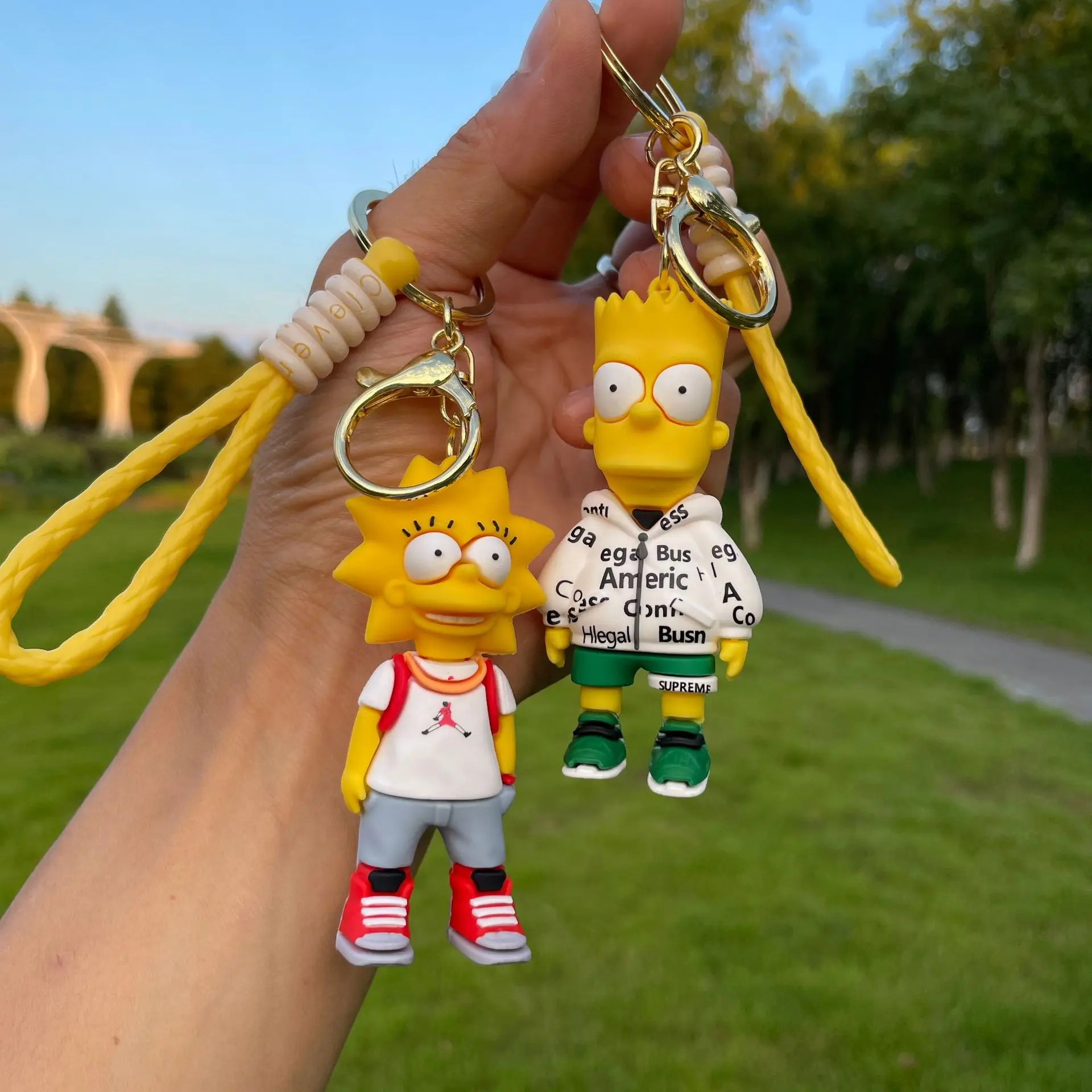 The Simpsons Keychains - Cartoon Anime The Simpsons Pendant Kawaii  Keychains Holder Car AL0508 - The Simpsons Merch