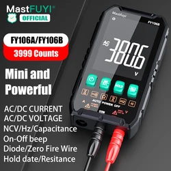 MASTFUYI Mini Digital Multimeter Smart Electrician Tester DC/AC Current Voltage Capacitance Ohm Hz NCV Professional Multitester