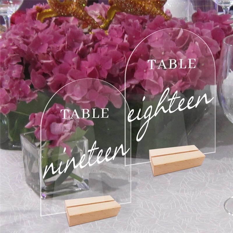 Hot Selling-12PCS DIY Blank Acrylic Table Sign Clear Sign With Stand Transparent Arch Table Numbers Card Wedding Decoratio