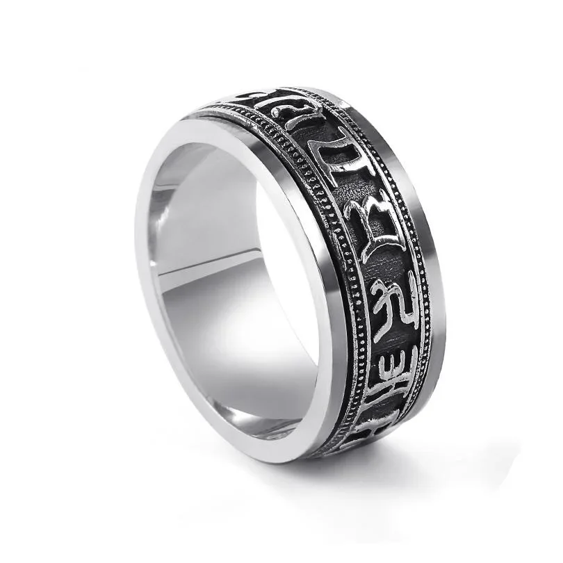 Gioielli In Argento Sterling 925 Anello Vintage In Argento Tailandese Budda Religioso Saint Mantra Vajra S925 Anello