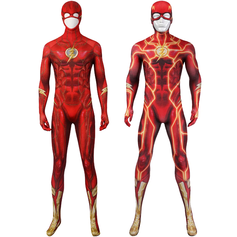 

2023 Fastest Man Cosplay Barry Allen Zentai Halloween Carnival Superhero Costume 3D Printing Jumpsuit With Mask New Bodysuit