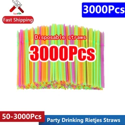 50-3000Pcs Colorful &Black Drinking Rietjes Straw Party Kunststof plastique Beverage Straw Milk Tea Kitchen Accessory Wholesale