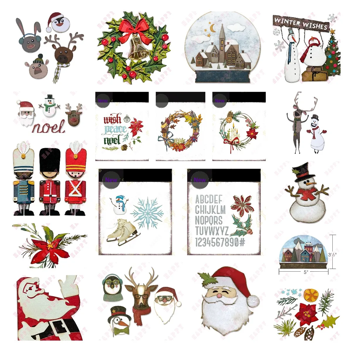 Christmas Reindeer Snowman Santa Claus New Metal Cutting Dies Stamps Stencil For Scrapbook Decoration Template DIY Card Stickers Scrapbooking Supplies Embossing Stamps Metal Cutting Die