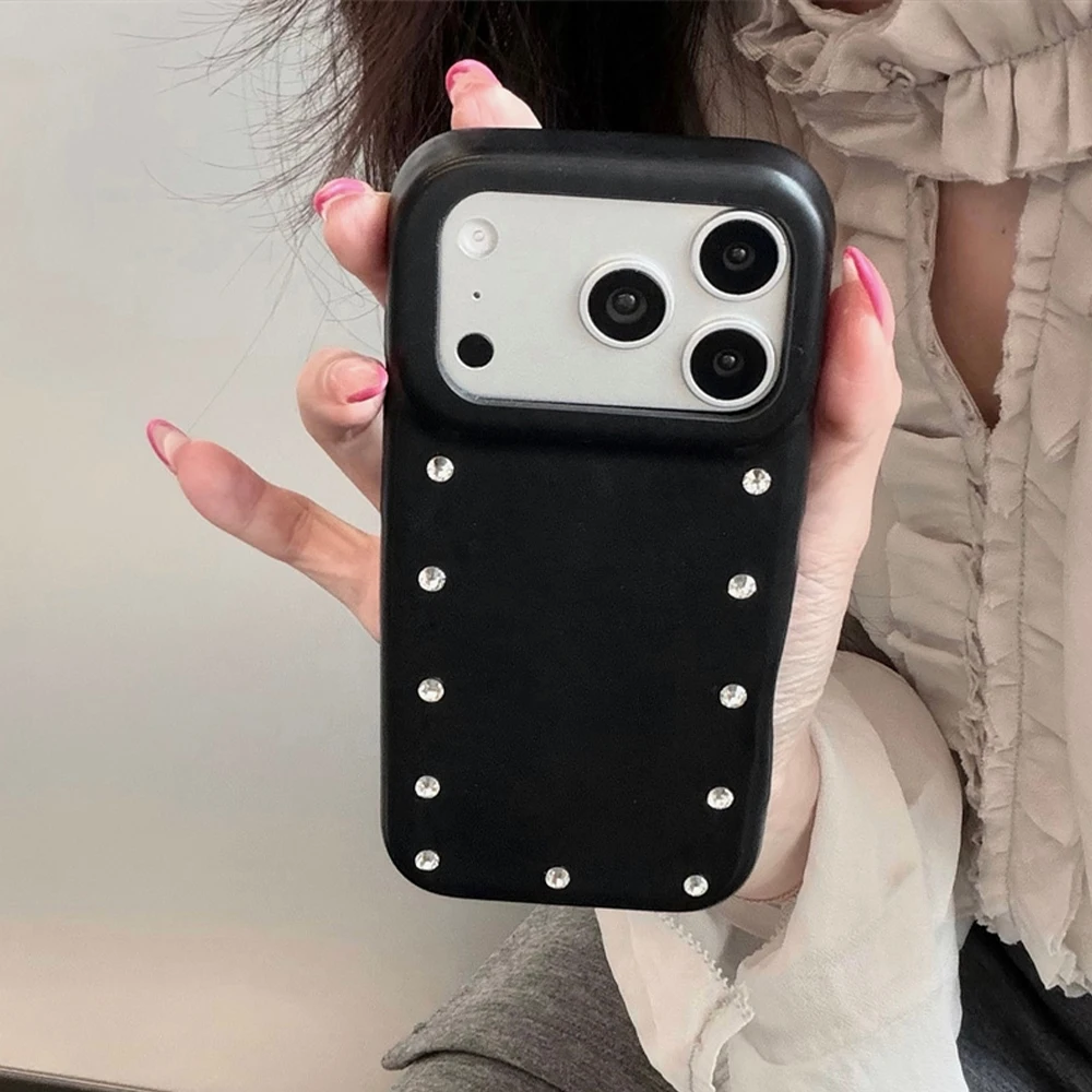 Luxury Rhinestone PU Leather Phone Case with Hybrid PC Protection