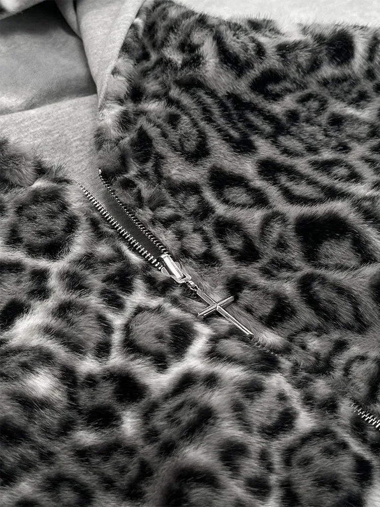 Retro Leopard Print Hoodie - Oversized Casual Sweatshirt for Men