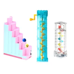 Fancytree Height Adjustable Marble Race Run Electric Elevator Spiral Raise Rolling Ball Lift Motor Engine Ladder Building Blocks