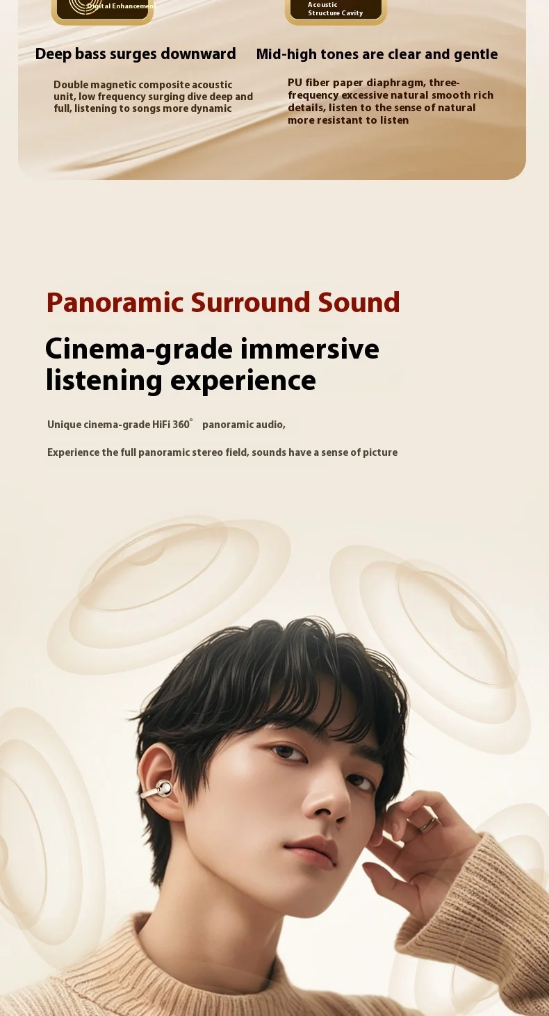 Auriculares Bluetooth duales mejorados con sonido estéreo Berlin 9D Ajuste cómodo 24 horas Tecnología a prueba de fugas de ruido IPX5 resistente al agua con micrófono