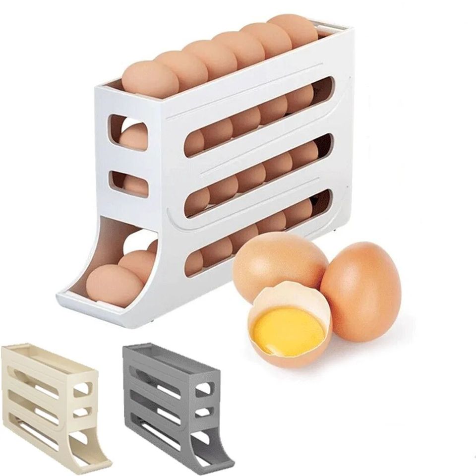 Large Capacity Automatic Egg Roller Slide Organizer Household Egg Organiser Kitchen Dedicated Four Tier Egg Roller Rack