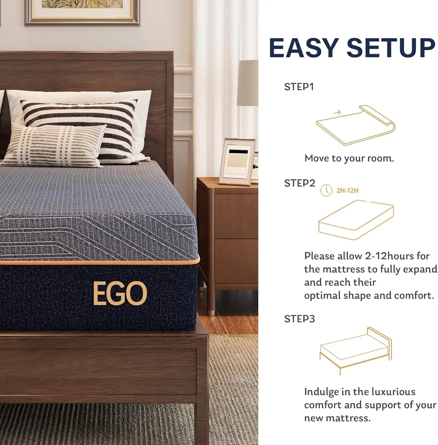 12 Inch Queen Mattress - Copper Gel Cooling Memory Foam Mattress for Back Pain Relief 6