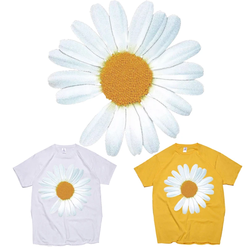 

Flower Patch Iron-on Transfers for Clothing Thermoadhesive Patches for Jackets Diy Daisy Stickers Thermal Clothes Applique Dress