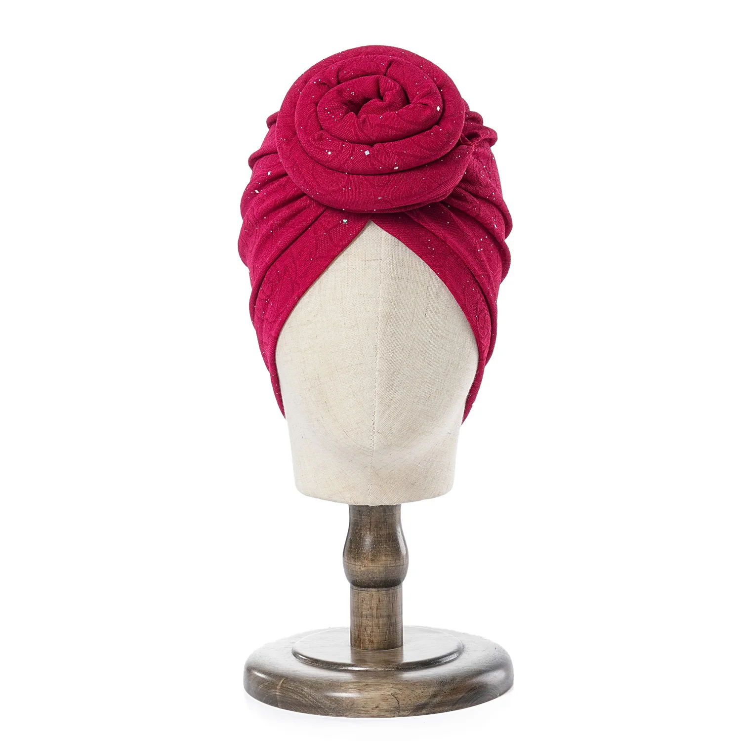 Shining Pre-Made Top Knot Turban Flower Decor Headwrap Muslim