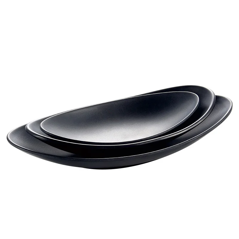 Description Picture 5 of itemMelamine Dinnerware Dinner Plate Black Frost Ingot Shaped Plate Restaurant Hotel Wineshop Melamine Dish A5 Melamine Tableware