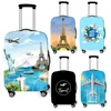 Tourist Attraction World Map Luggage Cover Plane Aeroplane Travel Accessories Eiffel Tower  Elastic Suitcase Protective Cover 1