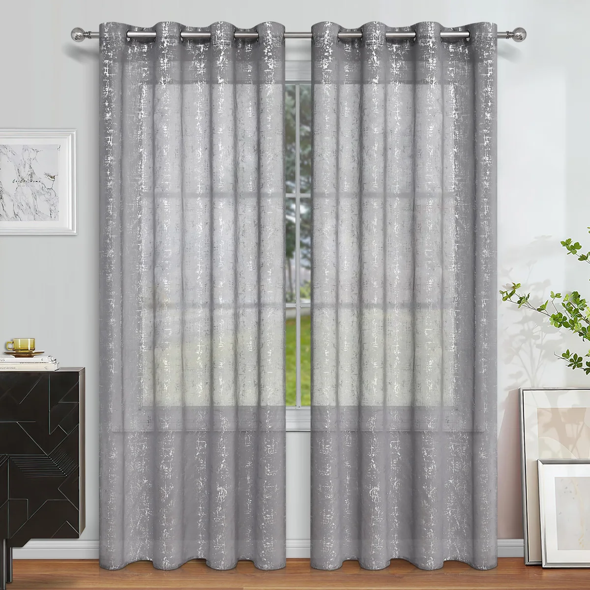 1PC Hot silver window screen semi blackout perforated curtains living room and bedroom curtain decoration blackout curtains window curtains decor curtains window screen light filtering curtains