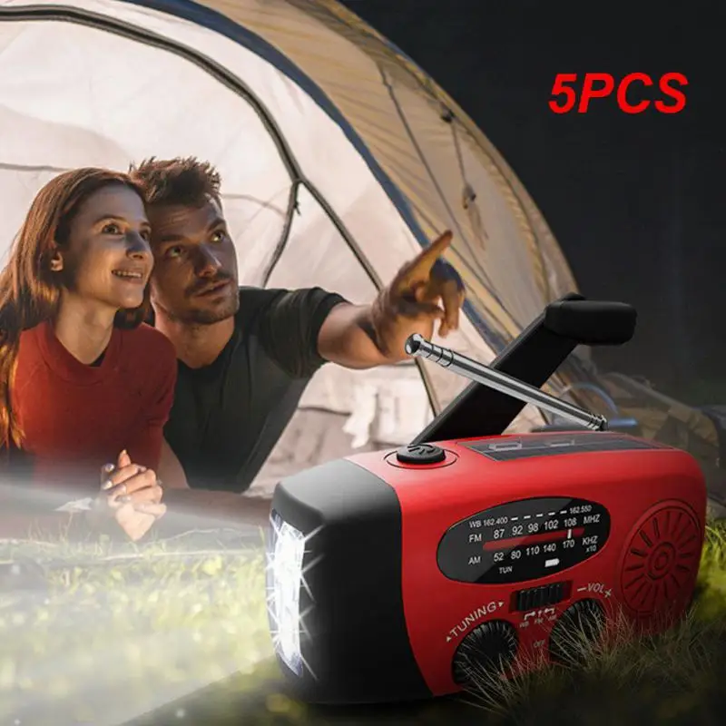 

5PCS Protable Emergency Solar Hand Crank Dynamo AM/FM/WB Weather Radio LED Flashlight Charger Waterproof Emergency Survival