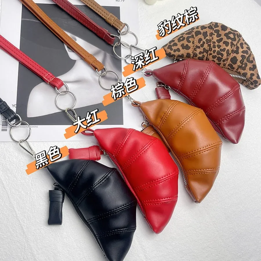 Women Mini Croissant Bag Small Dumpling Bag Coin Purse Clutch PU Leather Luxury Design Lipstick Wallet Hanging Key Purses